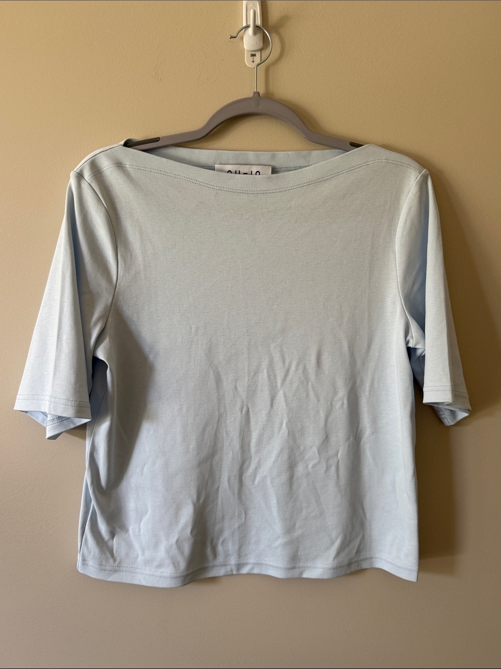 Women’s Pale Blue Short Sleeve Boatneck Tee